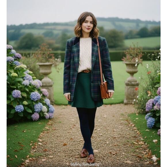 Vintage Pendleton Wool Tartan Blazer Velvet Collar - Picture 2 of 4